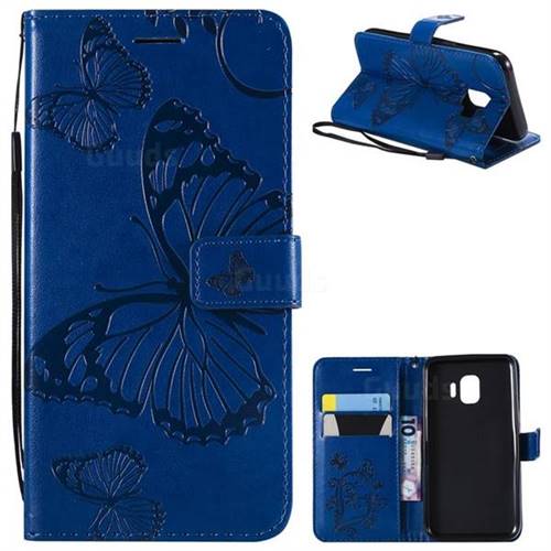 Embossing 3D Butterfly Leather Wallet Case for Samsung Galaxy J2 Core - Blue