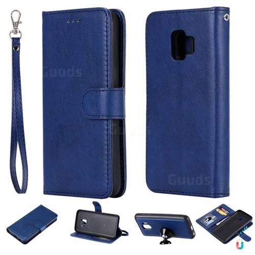 Retro Greek Detachable Magnetic PU Leather Wallet Phone Case for Samsung Galaxy J2 Core - Blue