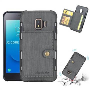 Brush Multi-function Leather Phone Case for Samsung Galaxy J2 Core - Gray
