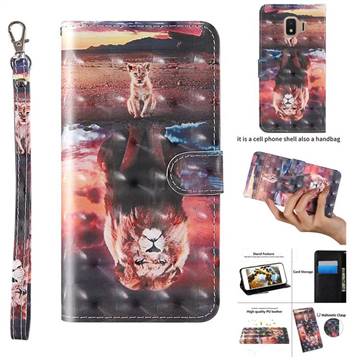 Fantasy Lion 3D Painted Leather Wallet Case for Samsung Galaxy J2 Core