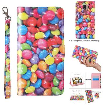 Colorful Jelly Beans 3D Painted Leather Wallet Case for Samsung Galaxy J2 Core