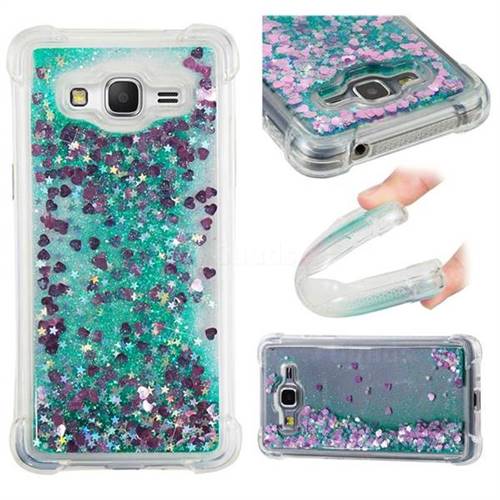 Dynamic Liquid Glitter Sand Quicksand TPU Case for Samsung Galaxy J2 Prime G532 - Green Love Heart