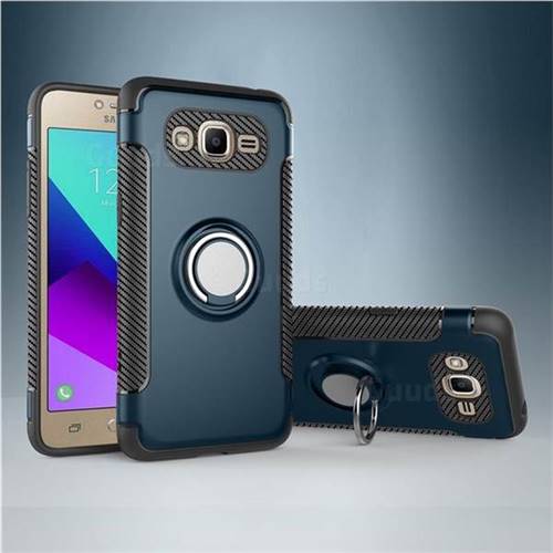 Armor Anti Drop Carbon PC + Silicon Invisible Ring Holder Phone Case for Samsung Galaxy J2 Prime G532 - Navy