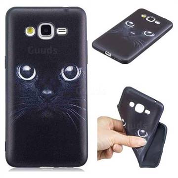 Bearded Feline 3D Embossed Relief Black TPU Cell Phone Back Cover for Samsung Galaxy J2 Prime G532