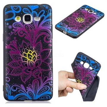 Colorful Lace 3D Embossed Relief Black TPU Cell Phone Back Cover for Samsung Galaxy J2 Prime G532