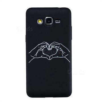 Heart Hand Stick Figure Matte Black TPU Phone Cover for Samsung Galaxy J2 Prime G532