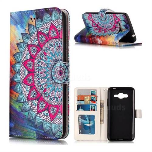 Mandala Flower 3D Relief Oil PU Leather Wallet Case for Samsung Galaxy J2 Prime G532