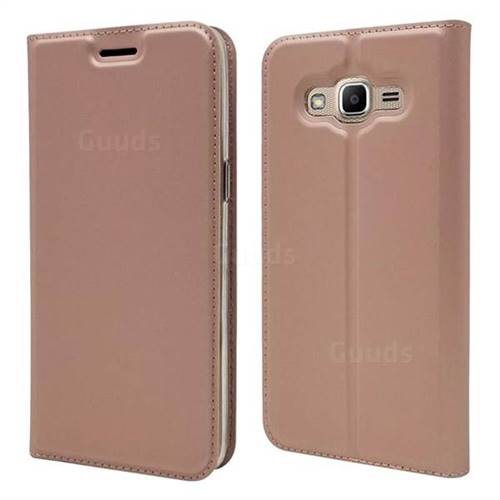 Ultra Slim Card Magnetic Automatic Suction Leather Wallet Case for Samsung Galaxy J2 Prime G532 - Rose Gold