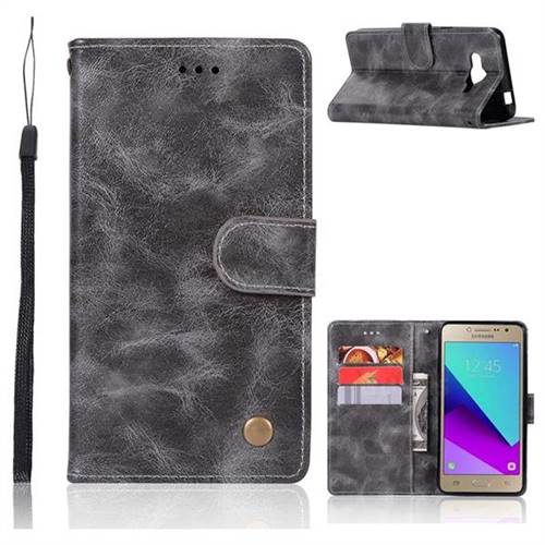 Luxury Retro Leather Wallet Case for Samsung Galaxy J2 Prime G532 - Gray