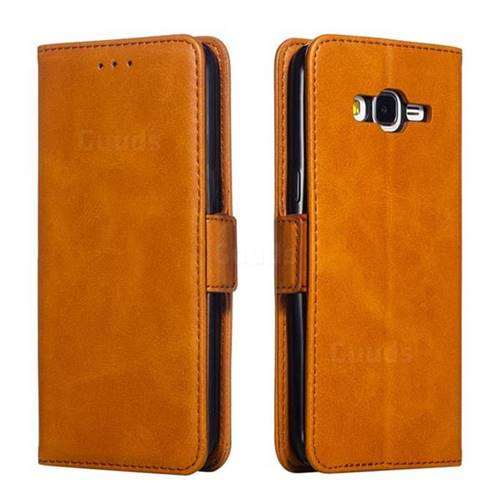 Retro Classic Calf Pattern Leather Wallet Phone Case for Samsung Galaxy J2 Prime G532 - Yellow