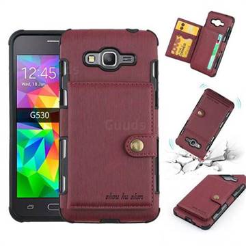 Brush Multi-function Leather Phone Case for Samsung Galaxy J2 Prime G532 - Wine Red