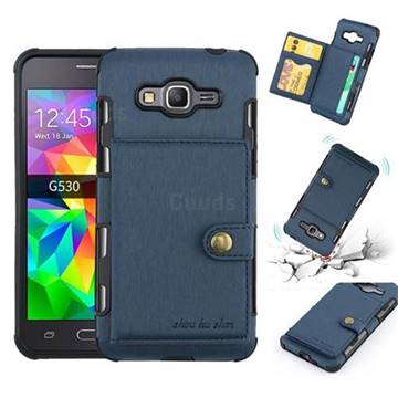 Brush Multi-function Leather Phone Case for Samsung Galaxy J2 Prime G532 - Blue