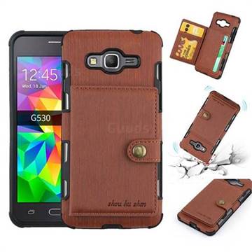 Brush Multi-function Leather Phone Case for Samsung Galaxy J2 Prime G532 - Brown