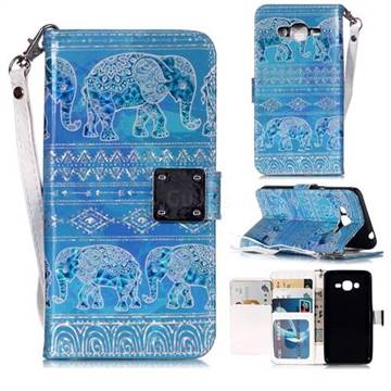 Tribal Elephant 3D Shiny Dazzle Smooth PU Leather Wallet Case for Samsung Galaxy J2 Prime G532
