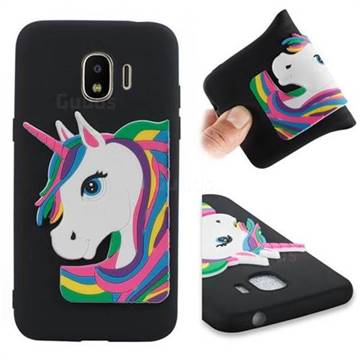Rainbow Unicorn Soft 3D Silicone Case for Samsung Galaxy J2 Pro (2018) - Black