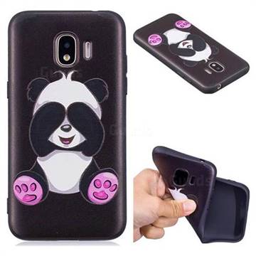 Lovely Panda 3D Embossed Relief Black Soft Back Cover for Samsung Galaxy J2 Pro (2018)