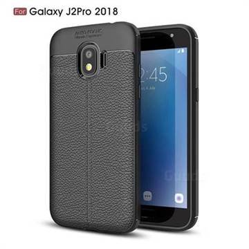 Luxury Auto Focus Litchi Texture Silicone TPU Back Cover for Samsung Galaxy J2 Pro (2018) - Black