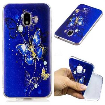 Gold and Blue Butterfly Super Clear Soft TPU Back Cover for Samsung Galaxy J2 Pro (2018)