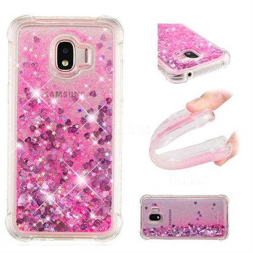Dynamic Liquid Glitter Sand Quicksand TPU Case for Samsung Galaxy J2 Pro (2018) - Pink Love Heart