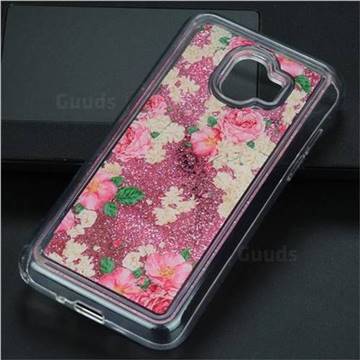 Rose Flower Glassy Glitter Quicksand Dynamic Liquid Soft Phone Case for Samsung Galaxy J2 Pro (2018)