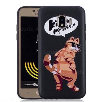Glasses Cat 3D Embossed Relief Black Soft Back Cover for Samsung Galaxy J2 Pro (2018)