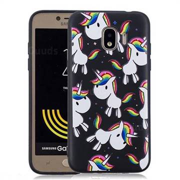 Rainbow Unicorn 3D Embossed Relief Black Soft Back Cover for Samsung Galaxy J2 Pro (2018)