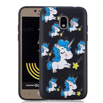 Blue Unicorn 3D Embossed Relief Black Soft Back Cover for Samsung Galaxy J2 Pro (2018)