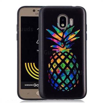 Colorful Pineapple 3D Embossed Relief Black Soft Back Cover for Samsung Galaxy J2 Pro (2018)