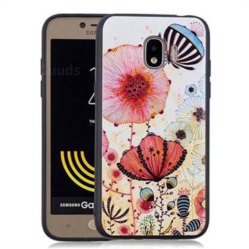 Pink Flower 3D Embossed Relief Black Soft Back Cover for Samsung Galaxy J2 Pro (2018)