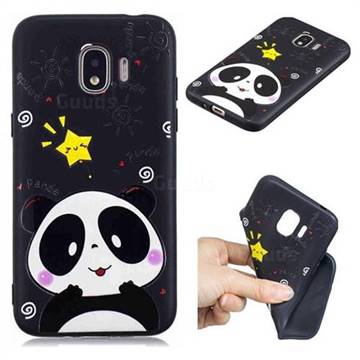 Cute Bear 3D Embossed Relief Black TPU Cell Phone Back Cover for Samsung Galaxy J2 Pro (2018)