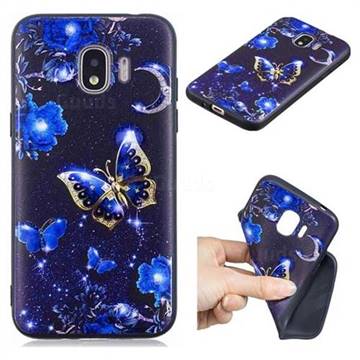 Phnom Penh Butterfly 3D Embossed Relief Black TPU Cell Phone Back Cover for Samsung Galaxy J2 Pro (2018)