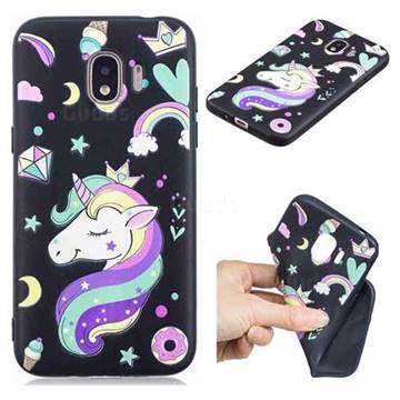 Candy Unicorn 3D Embossed Relief Black TPU Cell Phone Back Cover for Samsung Galaxy J2 Pro (2018)