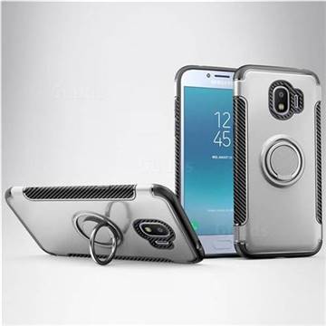 Armor Anti Drop Carbon PC + Silicon Invisible Ring Holder Phone Case for Samsung Galaxy J2 Pro (2018) - Silver