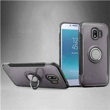 Armor Anti Drop Carbon PC + Silicon Invisible Ring Holder Phone Case for Samsung Galaxy J2 Pro (2018) - Grey