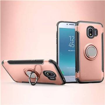 Armor Anti Drop Carbon PC + Silicon Invisible Ring Holder Phone Case for Samsung Galaxy J2 Pro (2018) - Rose Gold