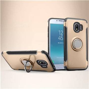 Armor Anti Drop Carbon PC + Silicon Invisible Ring Holder Phone Case for Samsung Galaxy J2 Pro (2018) - Champagne