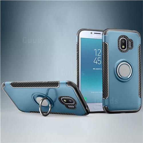 Armor Anti Drop Carbon PC + Silicon Invisible Ring Holder Phone Case for Samsung Galaxy J2 Pro (2018) - Navy