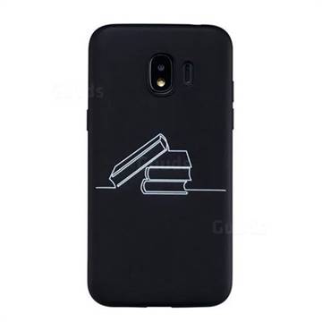 Book Stick Figure Matte Black TPU Phone Cover for Samsung Galaxy J2 Pro (2018)
