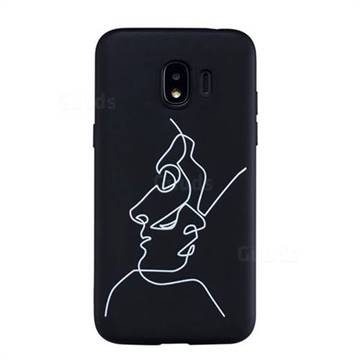 Human Face Stick Figure Matte Black TPU Phone Cover for Samsung Galaxy J2 Pro (2018)