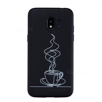 Coffee Cup Stick Figure Matte Black TPU Phone Cover for Samsung Galaxy J2 Pro (2018)