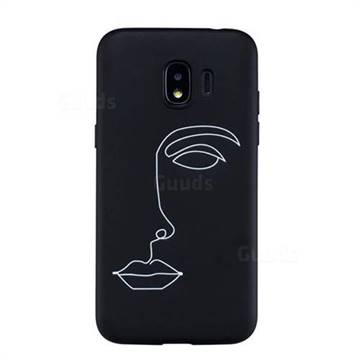 Half face Stick Figure Matte Black TPU Phone Cover for Samsung Galaxy J2 Pro (2018)
