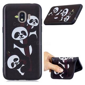 Bamboo Three Pandas 3D Embossed Relief Black Soft Phone Back Cover for Samsung Galaxy J2 Pro (2018)