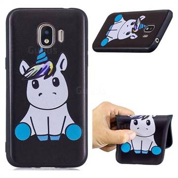 Cute Baby Unicorn 3D Embossed Relief Black Soft Phone Back Cover for Samsung Galaxy J2 Pro (2018)