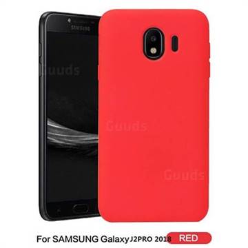 Howmak Slim Liquid Silicone Rubber Shockproof Phone Case Cover for Samsung Galaxy J2 Pro (2018) - Red