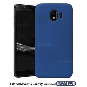 Howmak Slim Liquid Silicone Rubber Shockproof Phone Case Cover for Samsung Galaxy J2 Pro (2018) - Midnight Blue