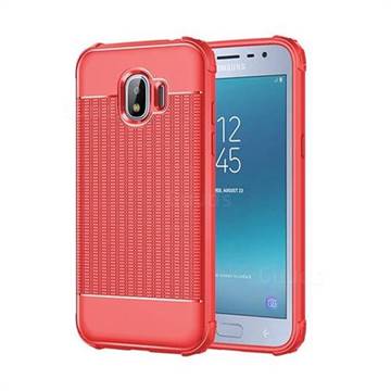 Luxury Shockproof Rubik Cube Texture Silicone TPU Back Cover for Samsung Galaxy J2 Pro (2018) - Red