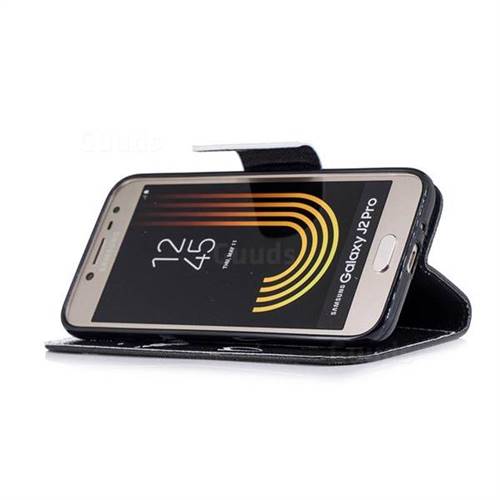 Crooked Grin Leather Wallet Case for Samsung Galaxy J2 Pro (2018