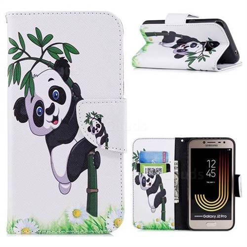 Bamboo Panda Leather Wallet Case for Samsung Galaxy J2 Pro (2018)