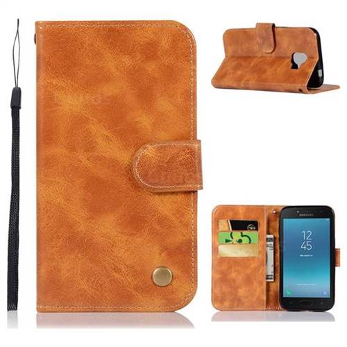 Luxury Retro Leather Wallet Case for Samsung Galaxy J2 Pro (2018) - Golden