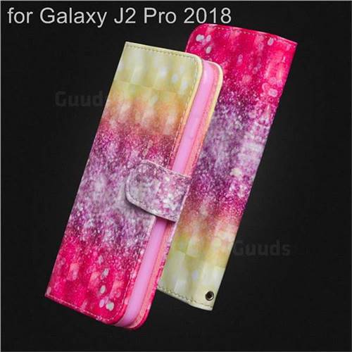 Gradient Rainbow 3D Painted Leather Wallet Case for Samsung Galaxy J2 Pro (2018)
